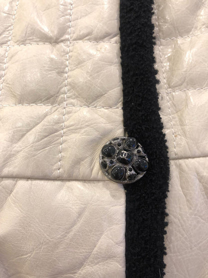 Chanel Quilted leather jacket with black piping