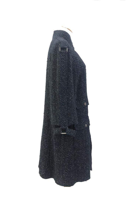 Chanel Navy Blue Tweed Coat