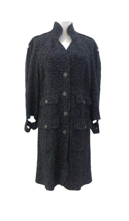 Chanel Navy Blue Tweed Coat