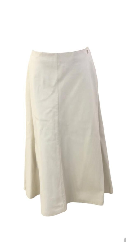 Chanel Off White Leather  Midi Skirt