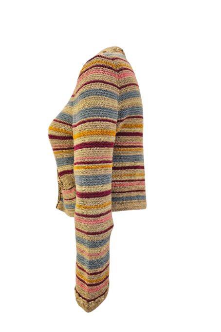 Chanel Multicolor Stripe Cotton Knit Cardigan