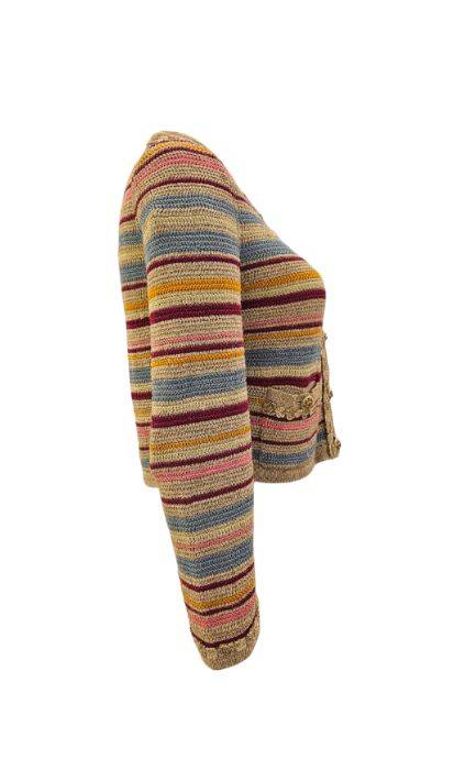 Chanel Multicolor Stripe Cotton Knit Cardigan