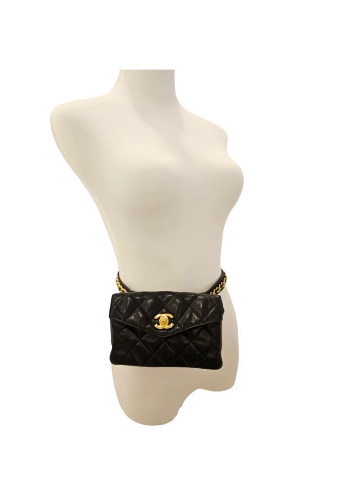 Chanel Black Quilted Leather Vintage Belt Bag