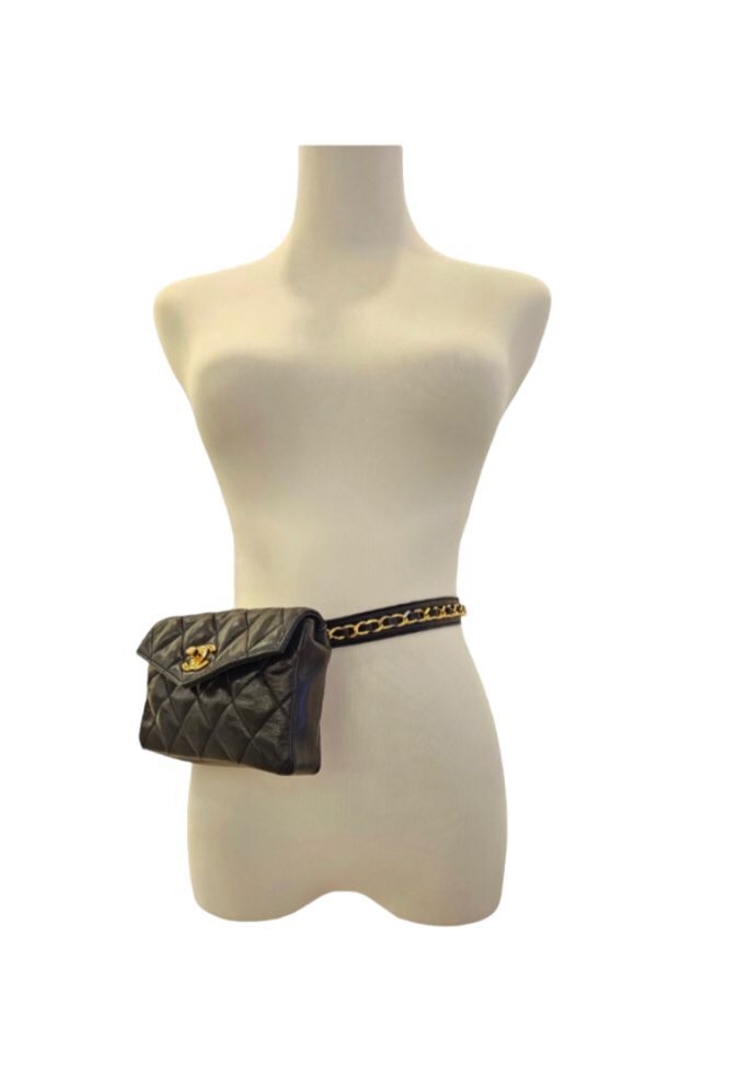 Chanel Black Quilted Leather Vintage Belt Bag