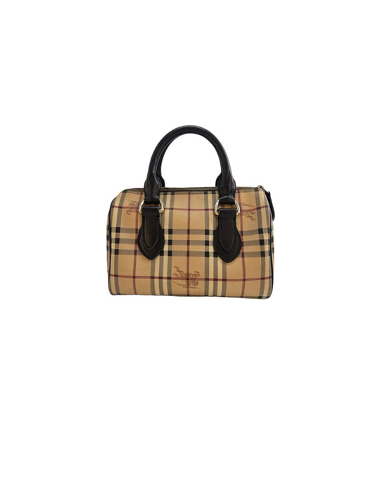 Burberry  Haymarket Check PVC and Leather Boston Bag