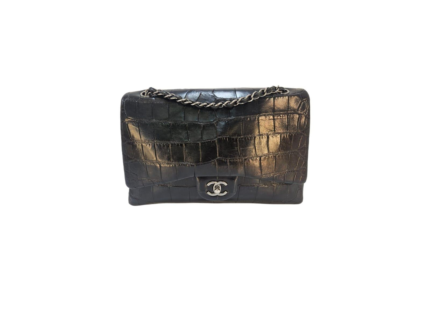 Chanel Maxi Black Crocodile  single flap