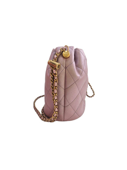 Chanel Iridescent Caviar Quilted My Perfect CC Bucket Drawstring Bag Pink