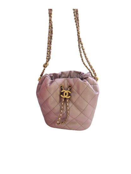 Chanel Iridescent Caviar Quilted My Perfect CC Bucket Drawstring Bag Pink