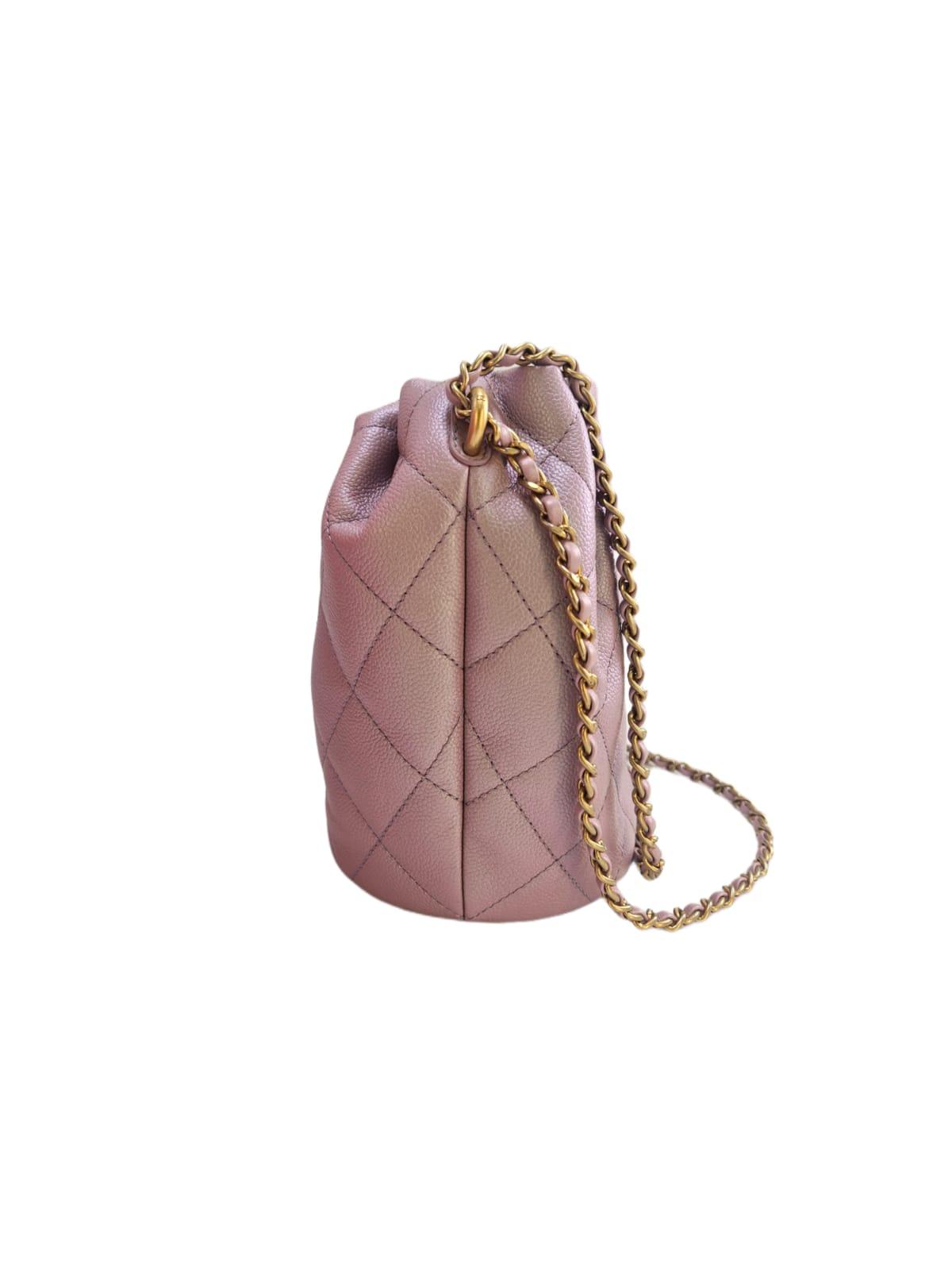 Chanel Iridescent Caviar Quilted My Perfect CC Bucket Drawstring Bag Pink