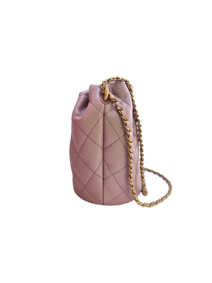 Chanel Iridescent Caviar Quilted My Perfect CC Bucket Drawstring Bag Pink