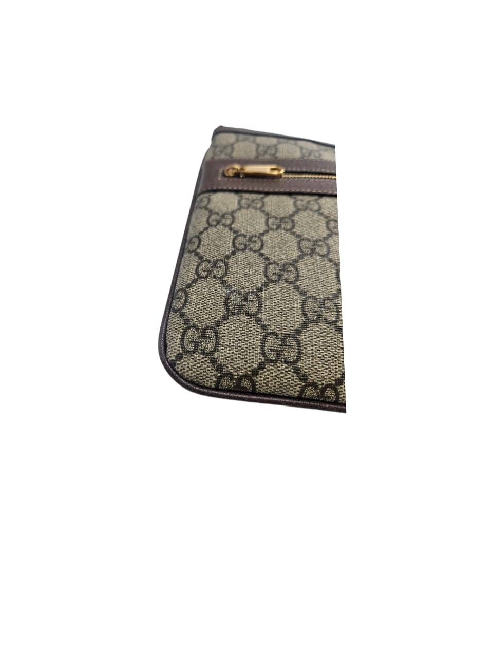 Gucci Beige GG Supreme Canvas and Leather Ophidia Clutch