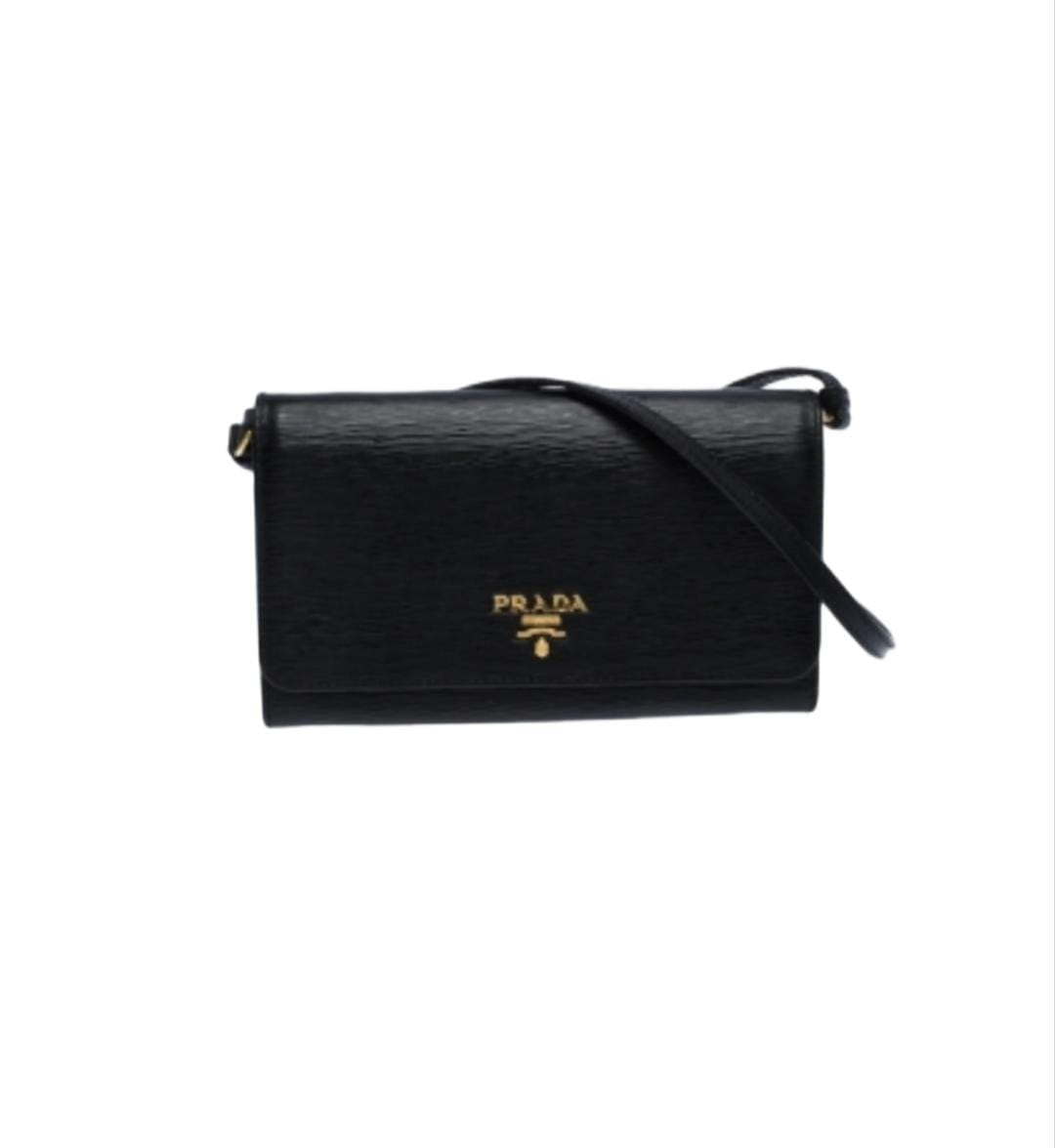 Prada Black Leather Convertible Flap Crossbody Bag