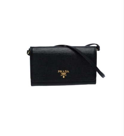 Prada Black Leather Convertible Flap Crossbody Bag