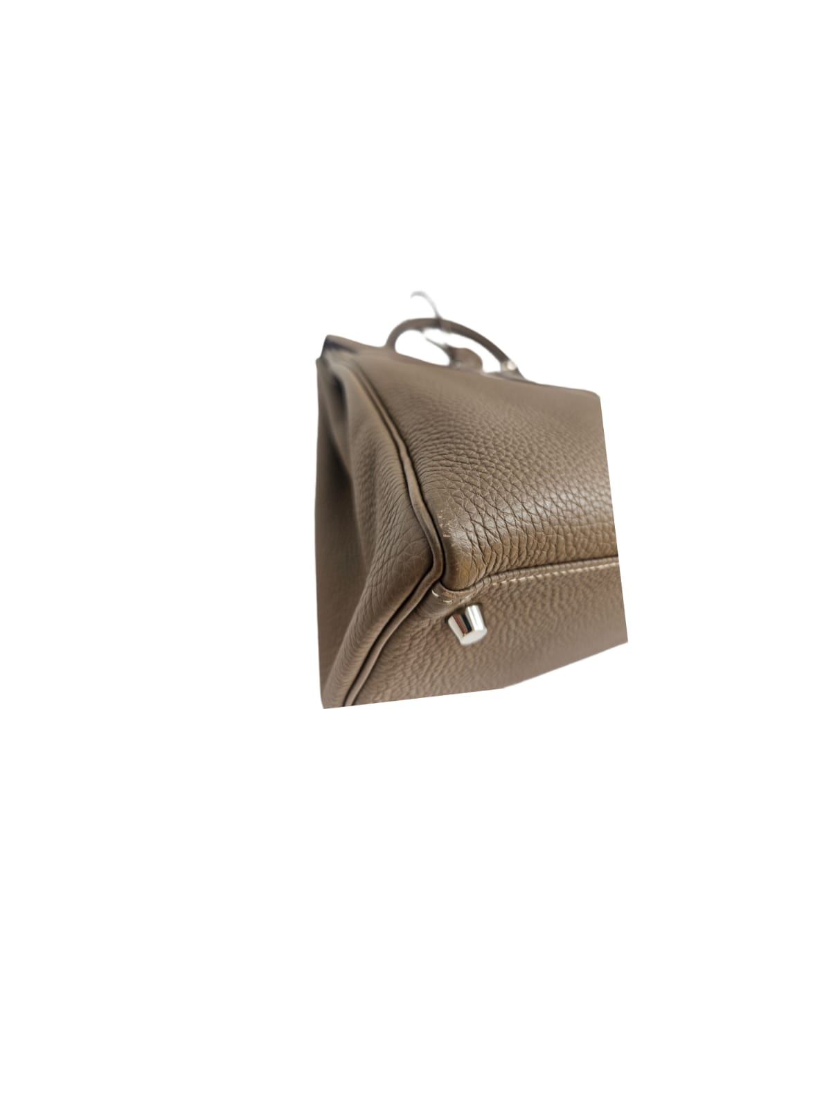 Hermes Kelly Retourne 32 Taupe Grey Togo Leather Palladium Bag