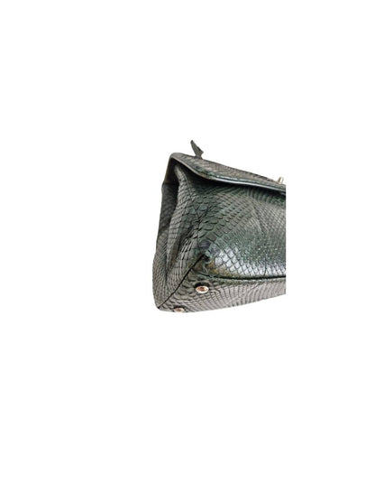 Chanel Green Python Medium Coco Top Handle Bag Ruthenium Hardware