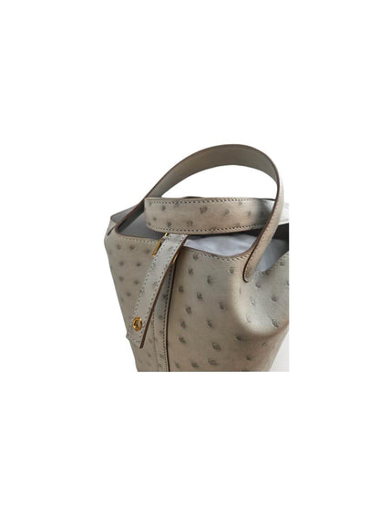 Hermès Pearl Grey Ostrich Leather Picotin Lock 18 Bag