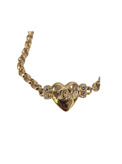 Chanel Crystal  Embelished Gold  Heart  Bracelet