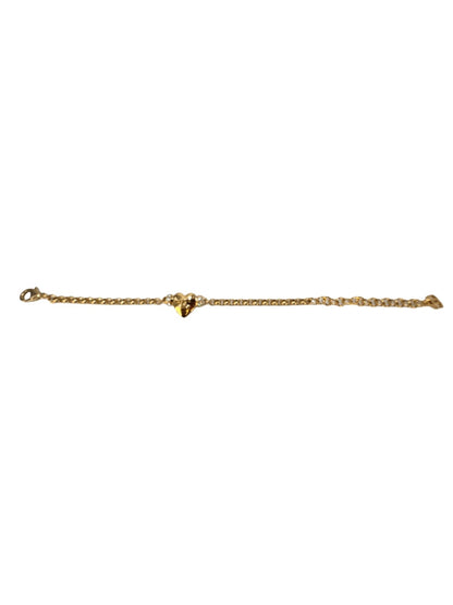 Chanel Crystal  Embelished Gold  Heart  Bracelet