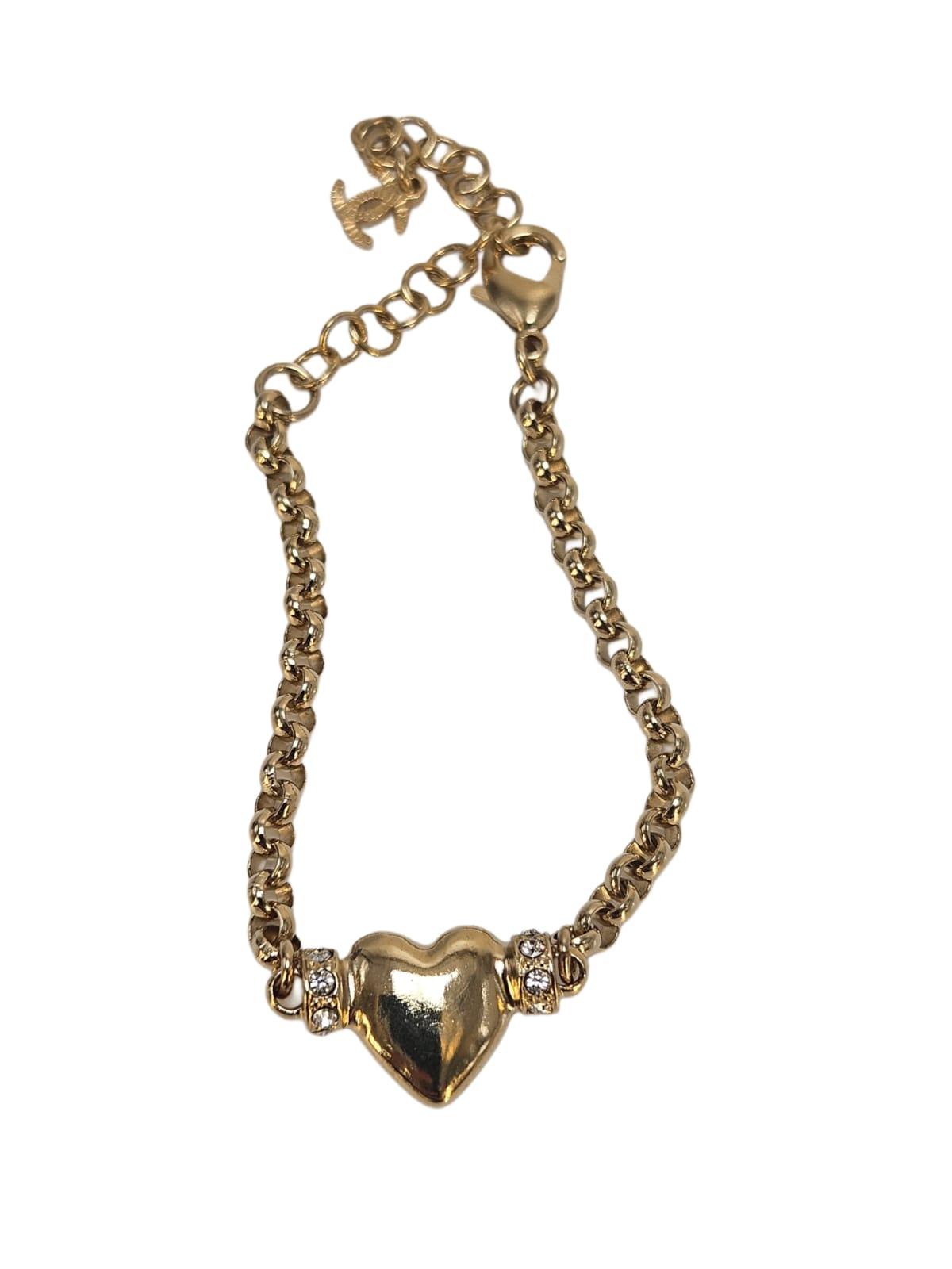 Chanel Crystal  Embelished Gold  Heart  Bracelet