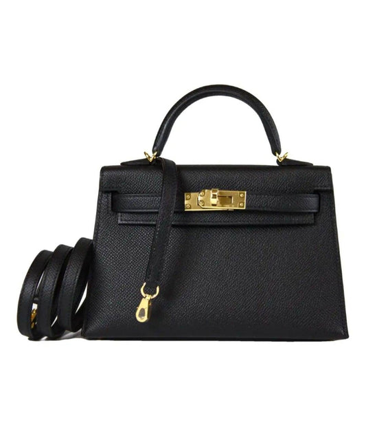 Hermes Mini  Kelly Black Epsom Leather Gold Hardware