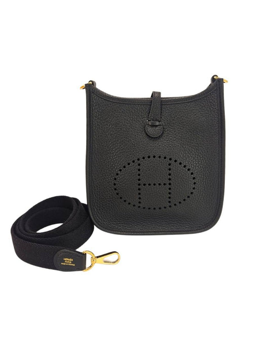 Hermes Black TPM Evelyne Clemence Leather  Bag