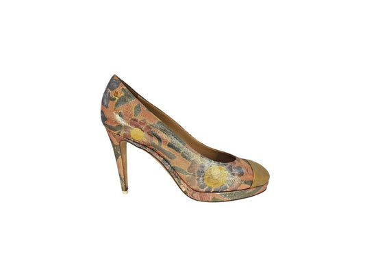 Chanel Multicolor Lurex Crepe Fabric and Leather Cap Toe 95mm  Paris Dubai Platform Pumps  Shoes EU 41