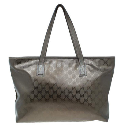 Gucci Gunmetal GG Coated Canvas Medium Imprime Tote