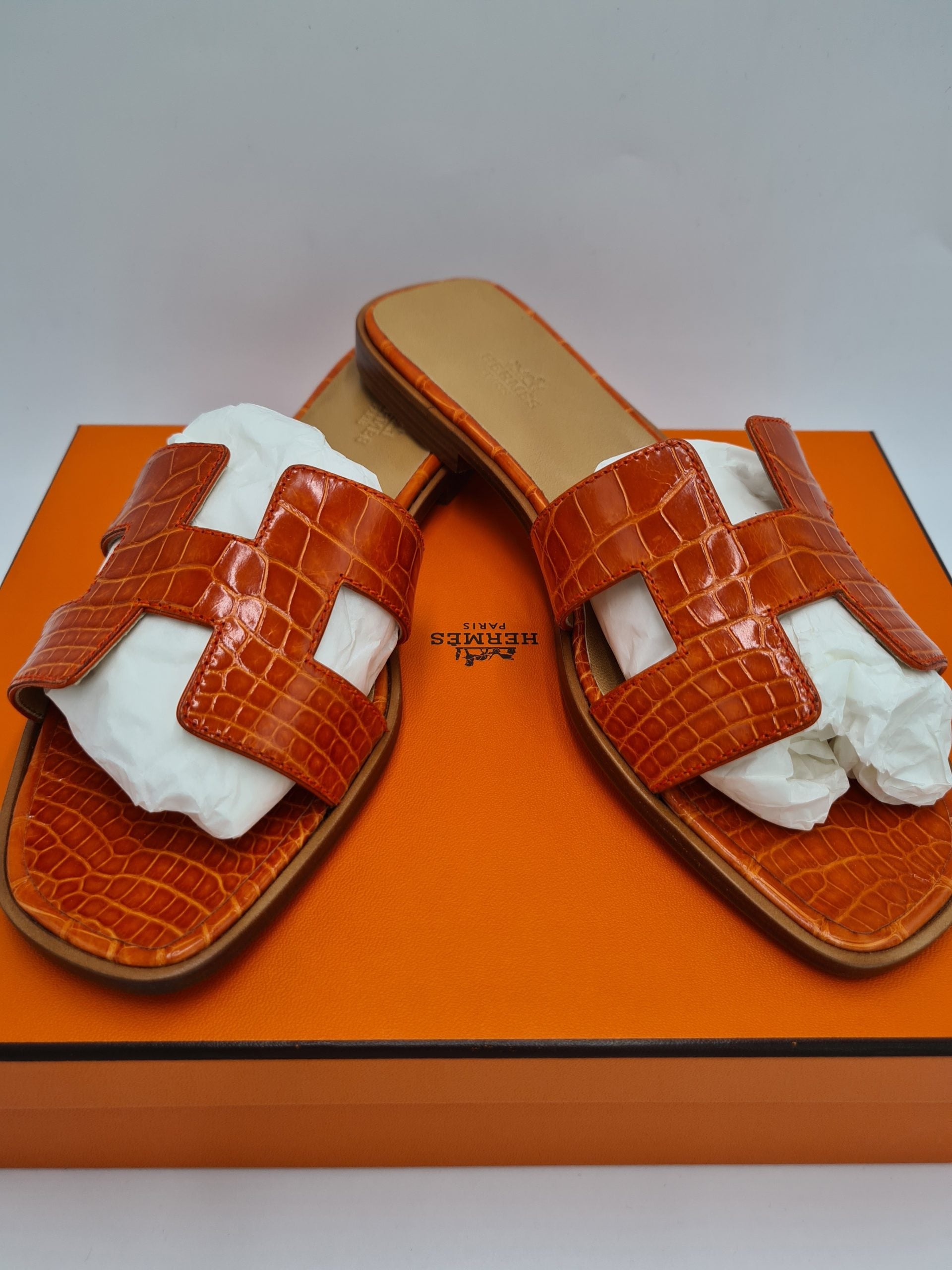 Oran leather sandal Hermès Green size 39 EU in Leather - 30470046