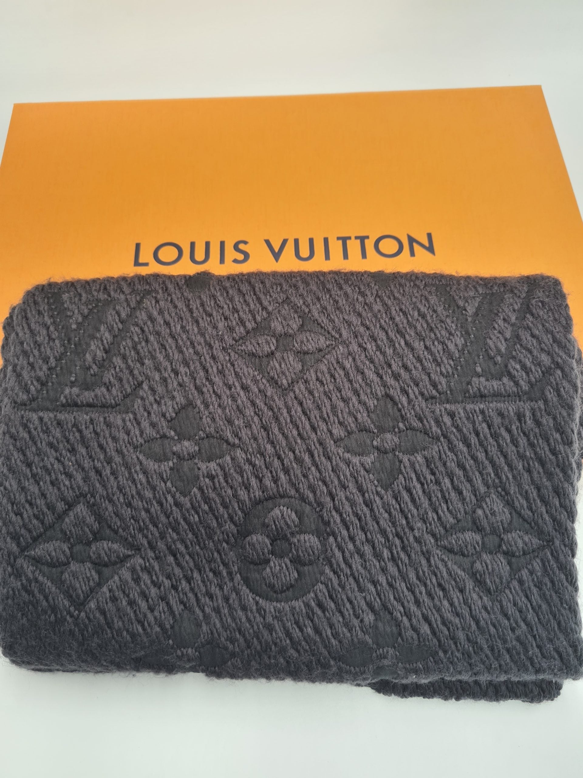 Louis Vuitton, Accessories, Louis Vuitton Logomania Scarf Blackdark Gray