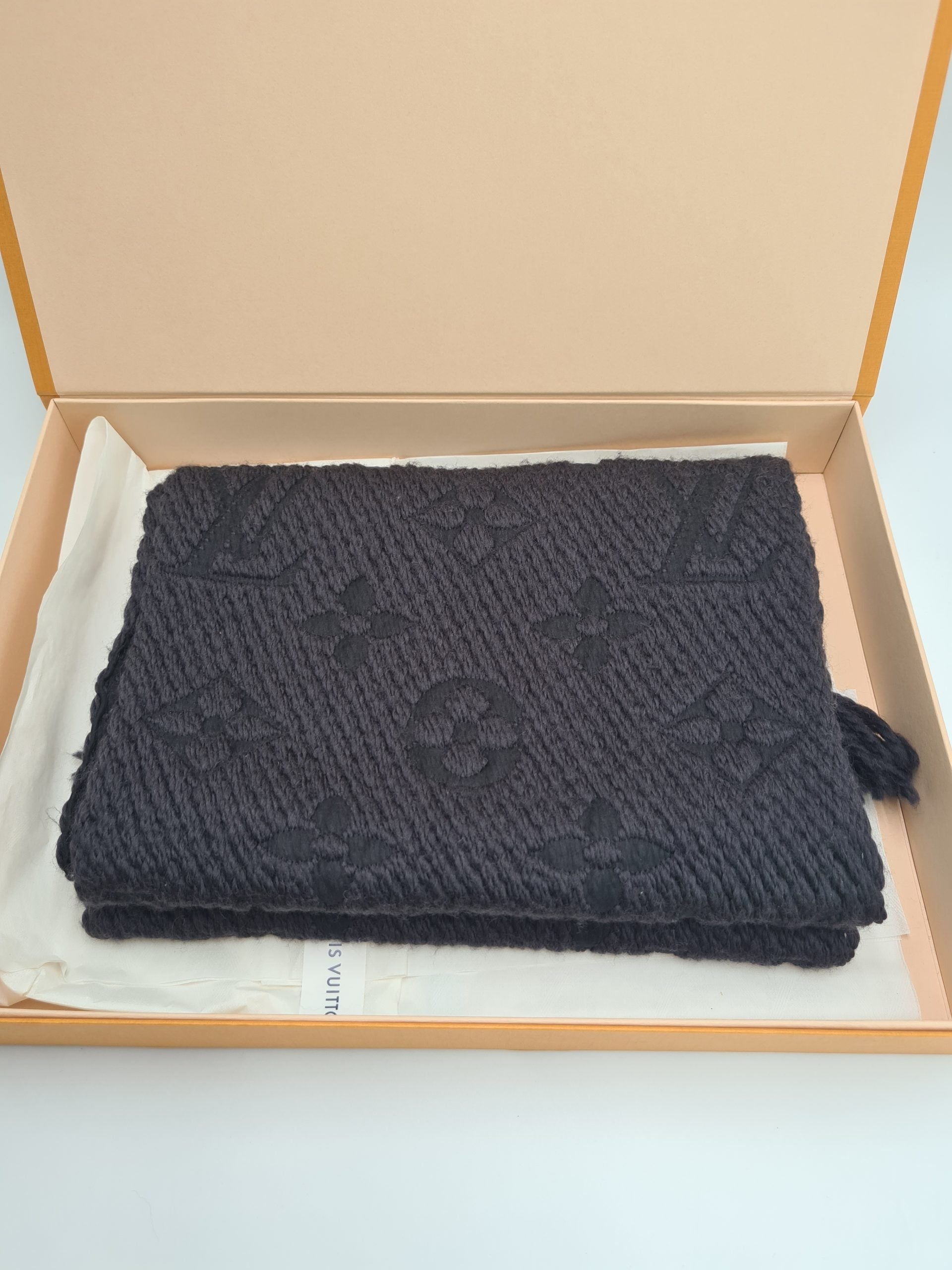 Louis Vuitton Black Logomania Scarf with Box