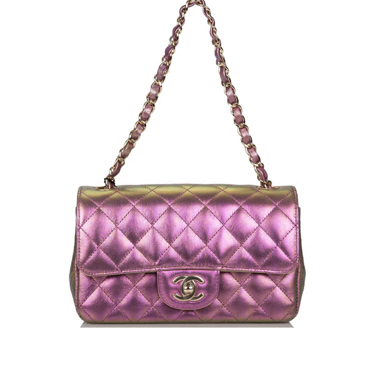 Chanel Mini Rectangular Iridescent Quilted Lambskin Leather Flap